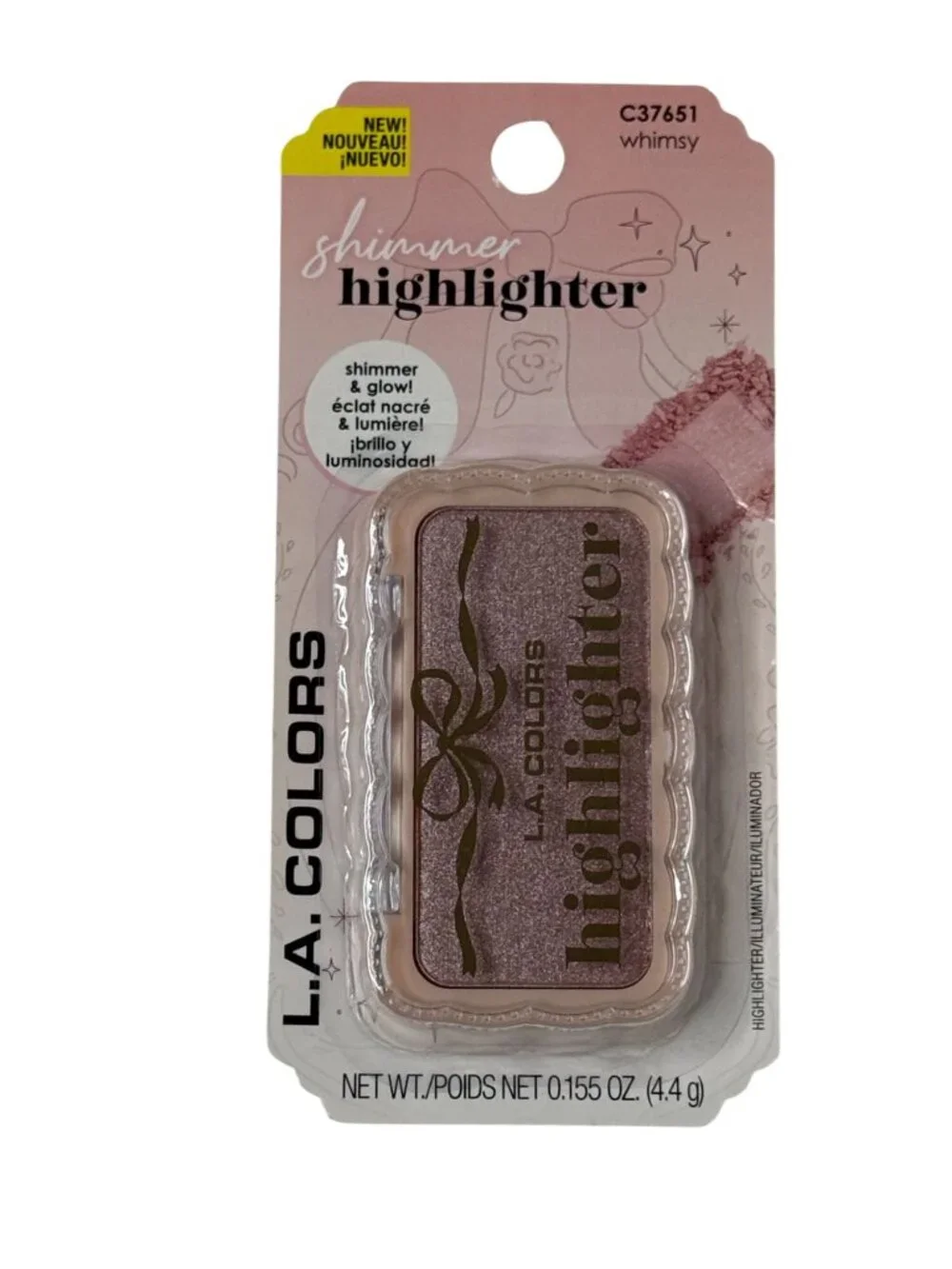L.A. Colors Shimmer Highlighter Whimsy C37651 Pressed Powder Glow New